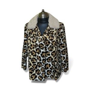 Coach  faux fur leopard spotted jacket with real shearling collar NWT brand new